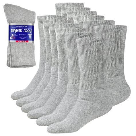 Diabetic Socks For Men And Women Loose Fit Non Binding Cotton Crew Socks 6 Pairs