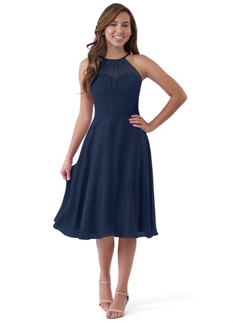 Dark Navy Azazie Alayna JBD Junior Bridesmaid Dresses Azazie