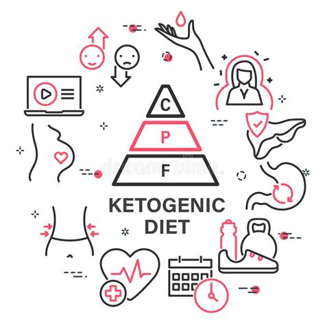 Ketogenic Diet Circular Banner With Linear Icons Vector Outline Pictograms In Round Frame Stock