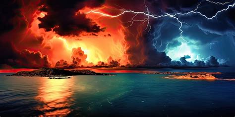 Premium Ai Image A Picture Of A Storm With Lightning And The Sky In