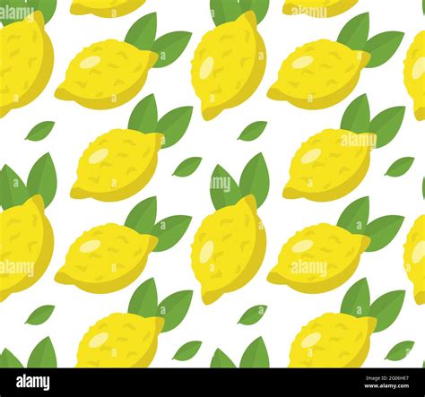 Tropical Seamless Pattern With Yellow Lemons Fruit Repeated Background Vector Bright Print For