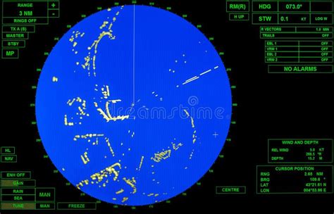 Schermo Radar Moderno Della Nave Con La Mappa Rotonda Blu Immagine