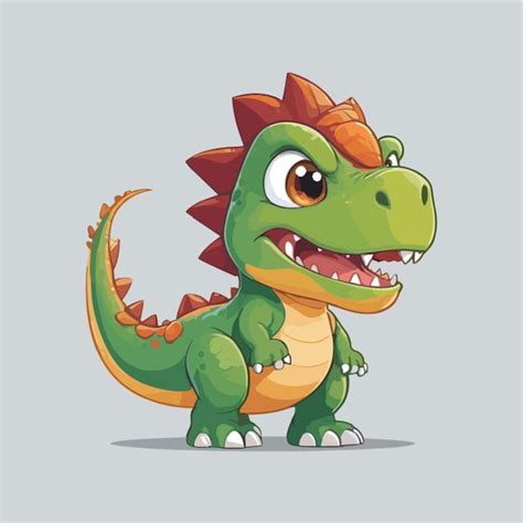 Vector De Dinossauro Zangado Bonito Em Um Fundo Branco Vetor Premium