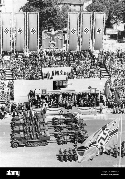 Anti Aircraft Detachments Parading Before Adolf Hitler And His