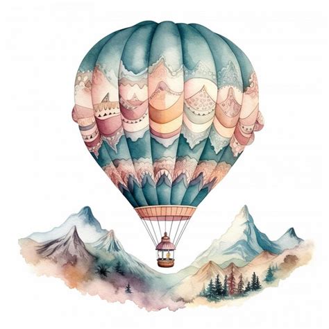 Premium Photo Poster With Pink Hot Air Balloon Flying In The Sky