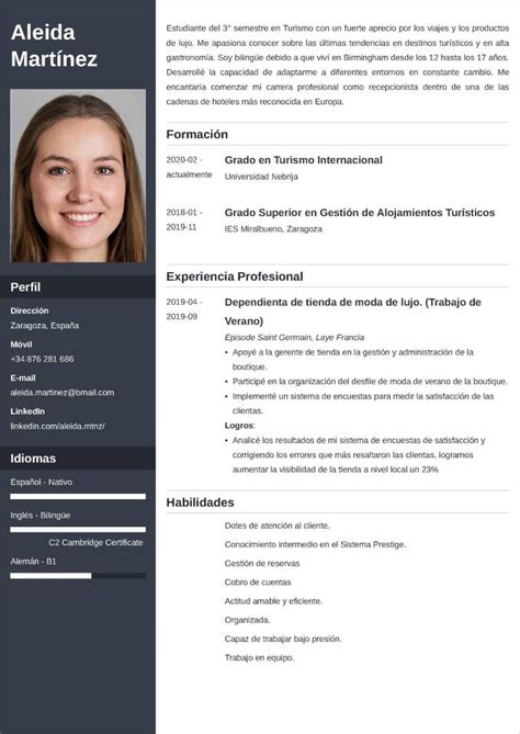 Curr Culum De Recepcionista Ejemplos De Curriculum Vitae