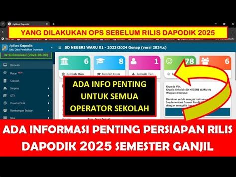 ADA INFORMASI PENTING PERSIAPAN RILIS DAPODIK 2025 SEMESTER GANJIL