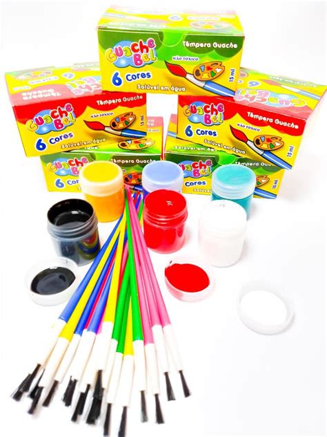 Kit Tinta Guache Pincel Para Pintura Em X Sem Juros Envio Imediato