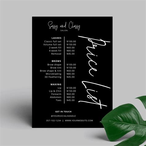 DIY Price List Templates - Printable Salon Pricing Menu - Digital Download