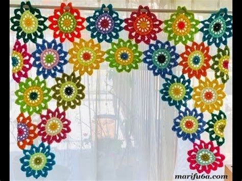 How To Crochet Colorful Flowers Curtains Tutorial By Marifu6a YouTube