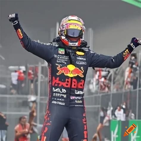 Max Verstappen Celebrating Victory At The Mexican Grand Prix On Craiyon