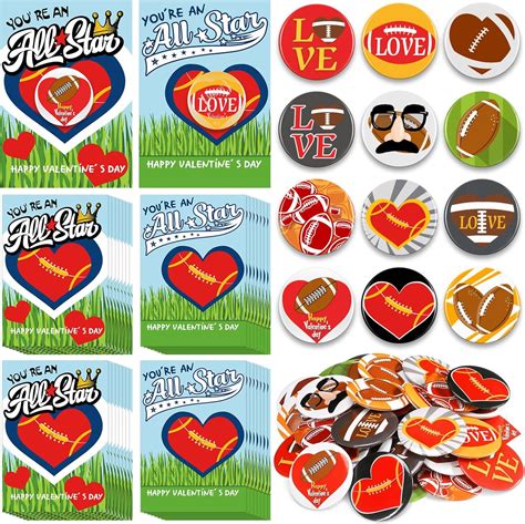 Amazon Skyygemm Sets Valentine S Day Football Cards Classroom