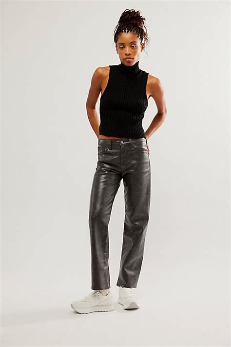 AGOLDE Sloane Leather Pants Cola Editorialist