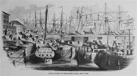 Canal Boats At New York 1852 Hudson River Maritime Museum