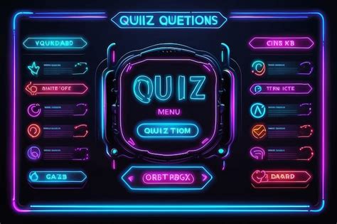 Premium Photo Quiz Questions And Test Menu Choice Neon Template Tv