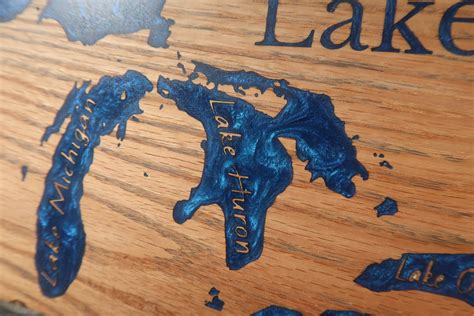 The Great Lakes Map Wood And Epoxy Resin Sign Handmade Home Decor Wall