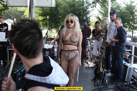 Lady Gaga Looking Almost Nude In Transparent Fishnet Clothing
