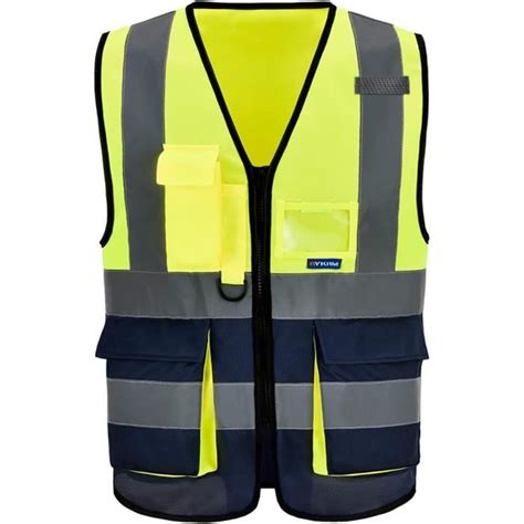 Couleurs Poches De Classe Gilet De S Curit Jaune Bleu Marin