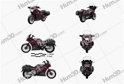 Kawasaki Concours GTR1000 1994 Blueprint Template 3DModels