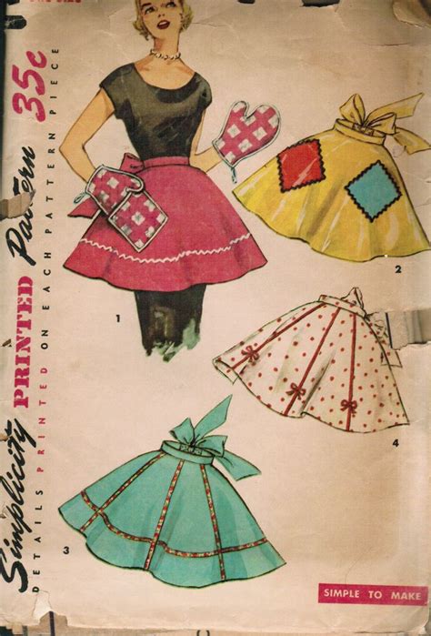 Simplicity 4858 Vintage Apron Pattern Aprons Vintage Aprons Patterns