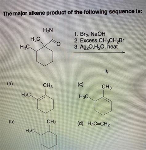 Solved The Major Alkene Product Of The Following Sequence Chegg