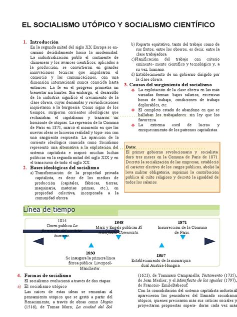 Ficha El Socialismo Utópico Y Científico Pdf Karl Marx Socialismo