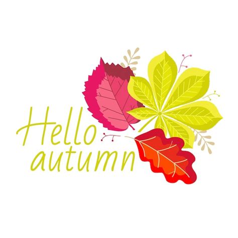 Premium Vector Hello Autumn Leaves Print