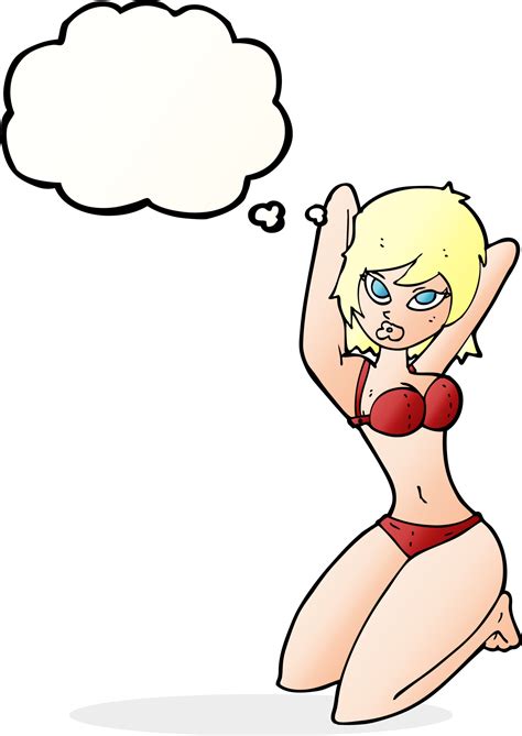 Cartoon Sexy Woman Posing With Thought Bubble 45064055 Png