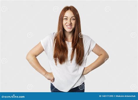 Portrait Of Young Attractive Redhead Woman Isolated On White Background