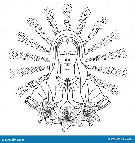 Praying Virgin Mary Cartoon Vector | CartoonDealer.com #86936523