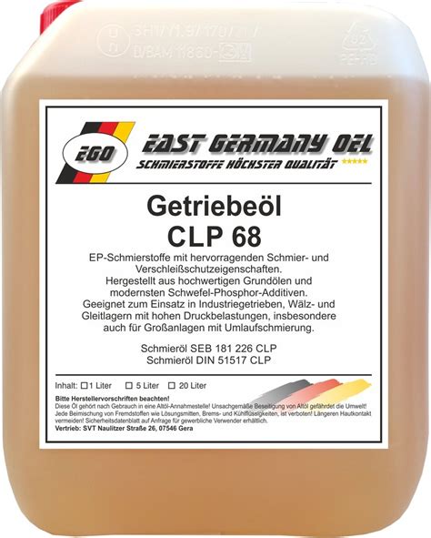 Getriebeöl CLP 68 Kanister 5 Liter Teichmann Schmierstoffe Gera