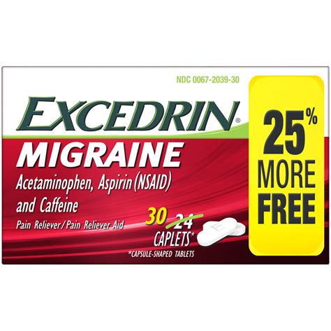 Excedrin Migraine Pain Reliever Caplets Ct Walmart