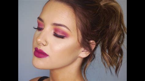 Hot Magenta Metallic Smokey Eye Monochromatic Makeup Look Youtube