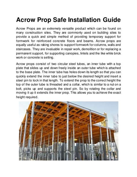 Acrow prop safe installation guide