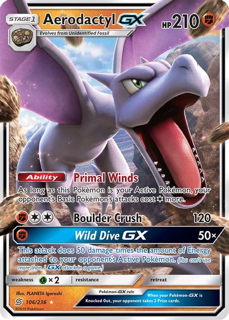 Aerodactyl GX 106 236 Rare Holo GX Sm11 106 Face To Face Games