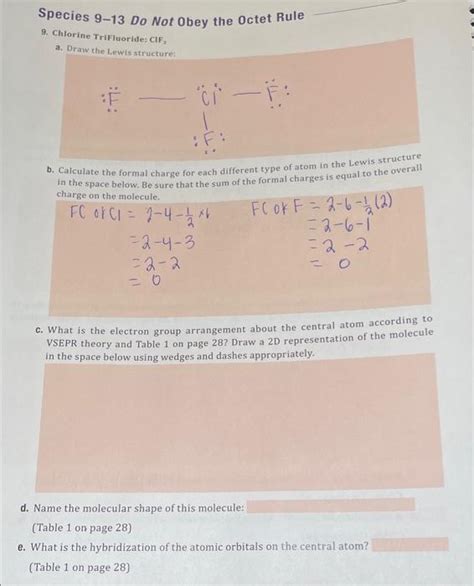 Solved Species 9 13 Do Not Obey The Octet Rule 9 Chlorine