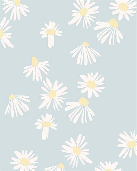 Download Cute Daisy Flowers Pastel Blue Wallpaper | Wallpapers.com