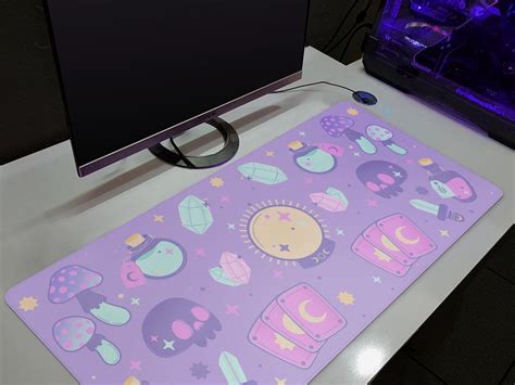 Pastel Goth Desk Mat Kawaii Cute Witch Mousepad Purple Etsy