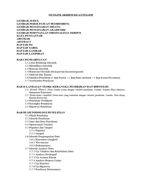 Outline Skripsi Kuantitatif 2024 Pdf