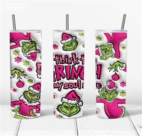 3D Inflated Grinch Christmas 20 Oz Skinny Tumbler Png Grinc Inspire