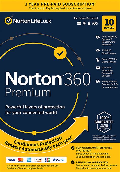 Norton 360 Premium 10 Device 1 Year Subscription With Auto Renewal