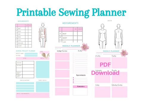 Sewing Planner Printable Pdf Instant Download Project Planner