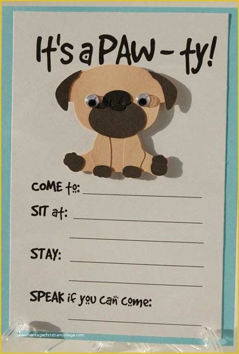 Dog Birthday Party Invitations Templates Free Of Pug Party Invitation Puppy Birthday Invites Dog ...