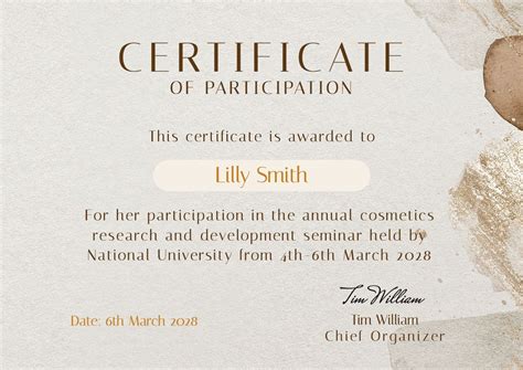 Participation certificate template, editable text | Premium Editable ...