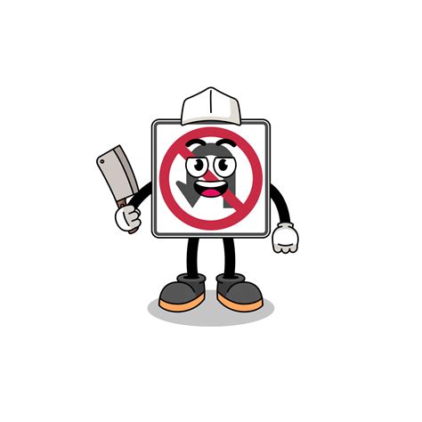 Mascot of no U turn road sign as a butcher 20076668 Vector Art at Vecteezy