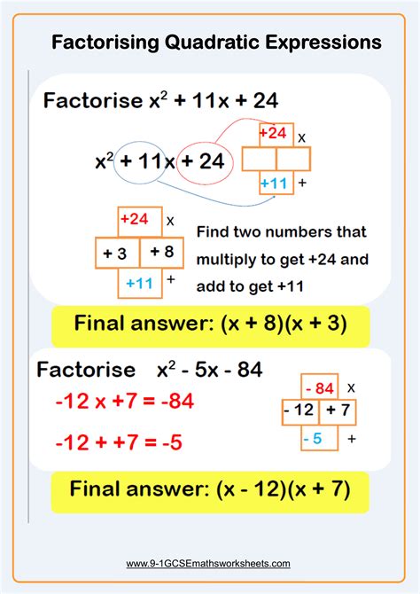 Factorising Quadratics Worksheets Practice Questions And Answers