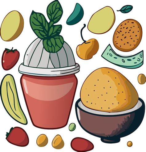 Premium Vector Food Elements Shapes And Doodles Trendy Illustrations