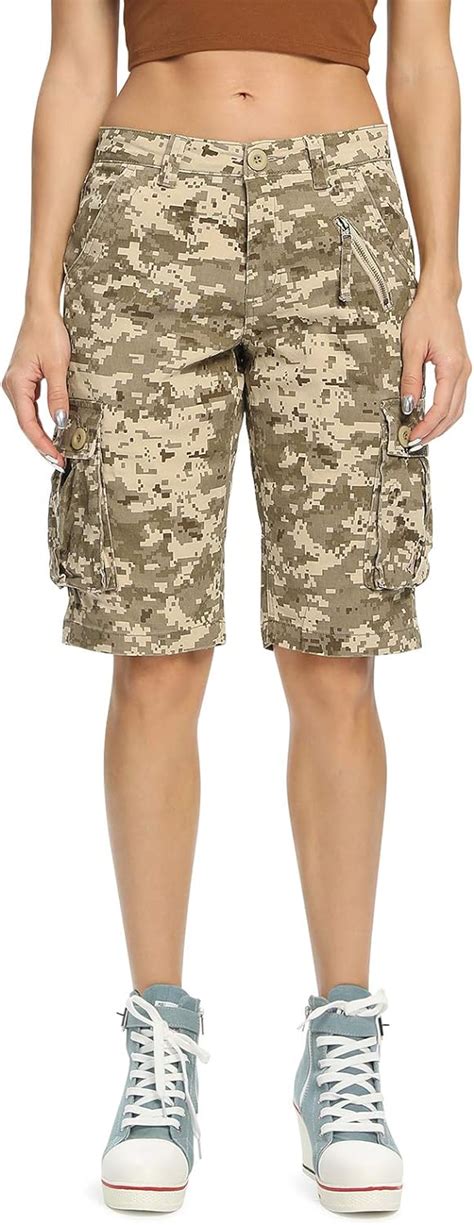 Lanesra Women S Bermuda Cargo Shorts Multi Pockets Camouflage Casual