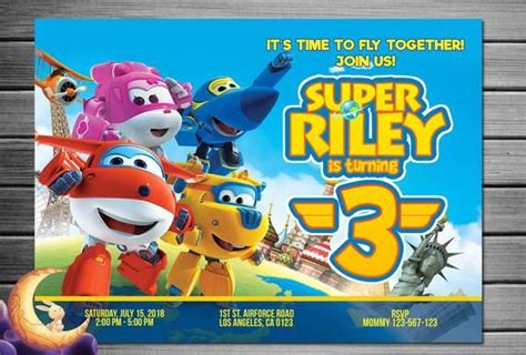 Super Wings Invitation Super Wings Birthday Party Super Wings