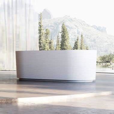 Horizontal Acrylic Fluted Freestanding Soaking Tub Vtb